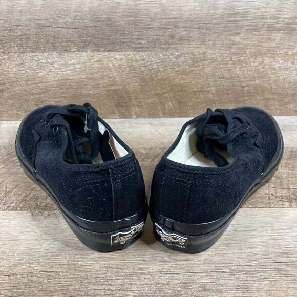 VANS OG Authentic LX Velvet Embroidery Leopard Black Skate Shoes Womens 8.5 NEW - Picture 5 of 10